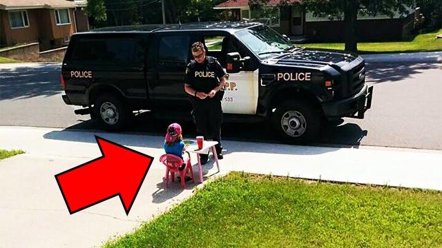 Girl was selling lemonade and was surrounded by several officers. You won't believe the reason