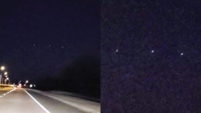 Multiple Blinking UFO Lights Filmed while Driving over Parkway Bossier City (Louisiana) - FindingUFO