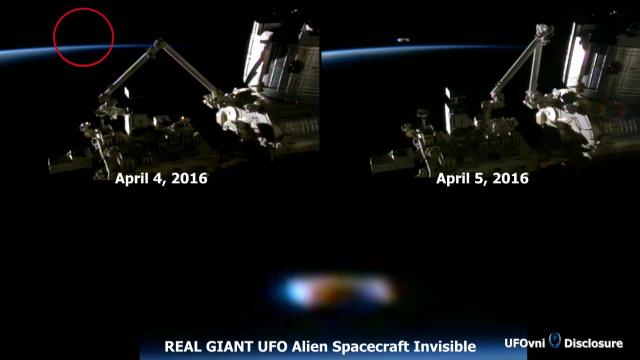 REAL GIANT UFO Alien Spacecraft Invisible Near ISS, April 6, 2016