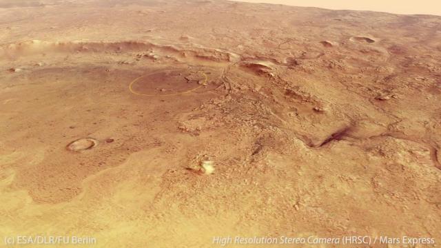 Fly over NASA Mars Perseverance rover's landing site - Jezero Crater