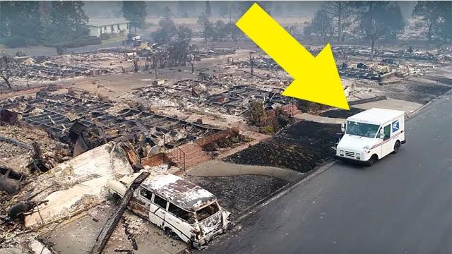 A Mailman Drove Around A Town Burnt Down By The Wildfires – And He Had No Idea He Was On Camera..