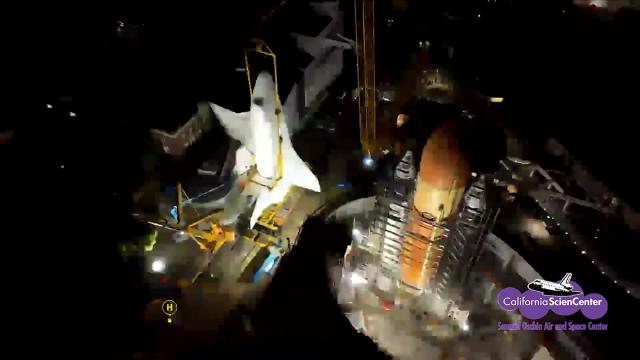 Space Shuttle Endeavour stacked at California Science Center in amazing time-lapse