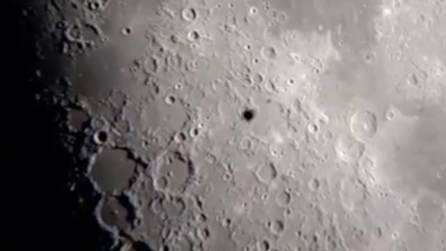 Strange Circular Black UFO Passing The Moon Filmed During Livestream By Astronomer in Colombia